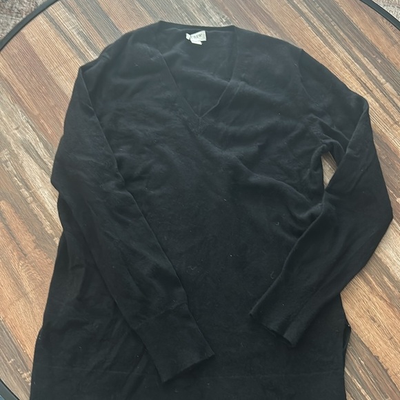 J. Crew Factory Wool blend V-neck tunic sweater BB086 Black S - Picture 4 of 6